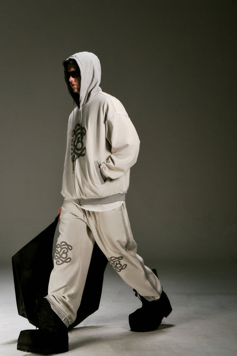 Embroidered Pattern Hooded Knitted Cardigan